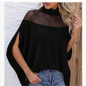 Chic Black Sheer Panel Top